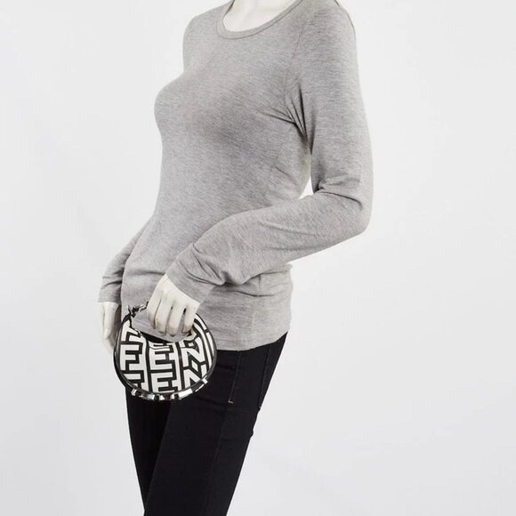 Fendi x Marc Jacobs Black/White Printed Leather Fendigraphy Nano Bag - 7AS089 - Picture 2 of 11